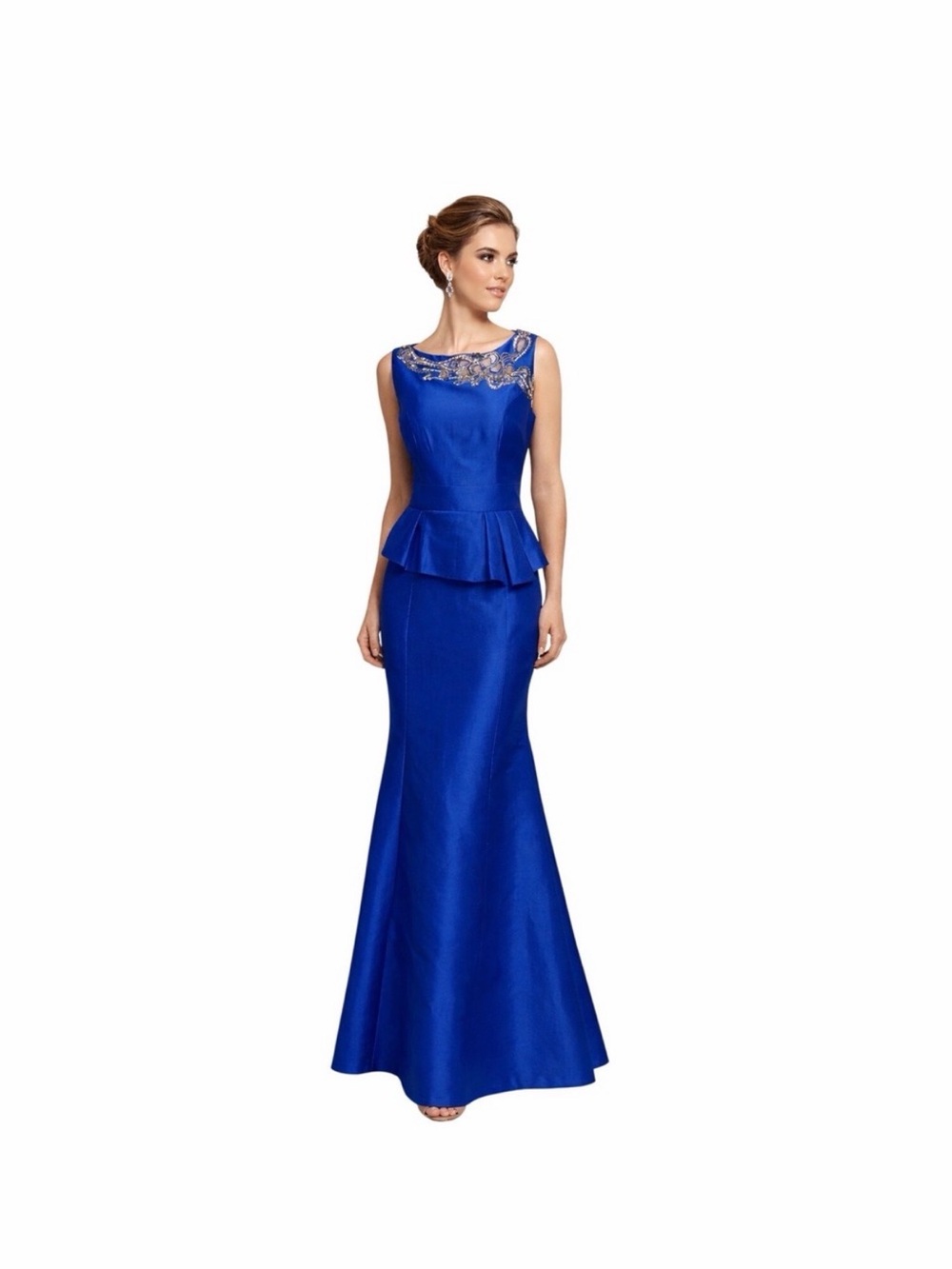 THEIA Royal Blue Beaded
Neckline Peplum Gown
Mermaid